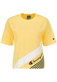 Champion T-Shirt C Logo Ribbed Cuffed 112765 Żółty Regular Fit. Kolor: żółty. Materiał: bawełna