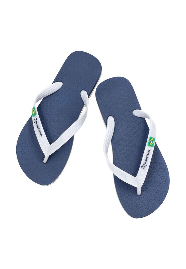 Niebieskie Japonki Ipanema Wygodne Obuwie Damskie. Okazja: na plażę, na spacer, na co dzień. Kolor: niebieski. Materiał: materiał. Wzór: paski. Sezon: lato. Styl: klasyczny, casual