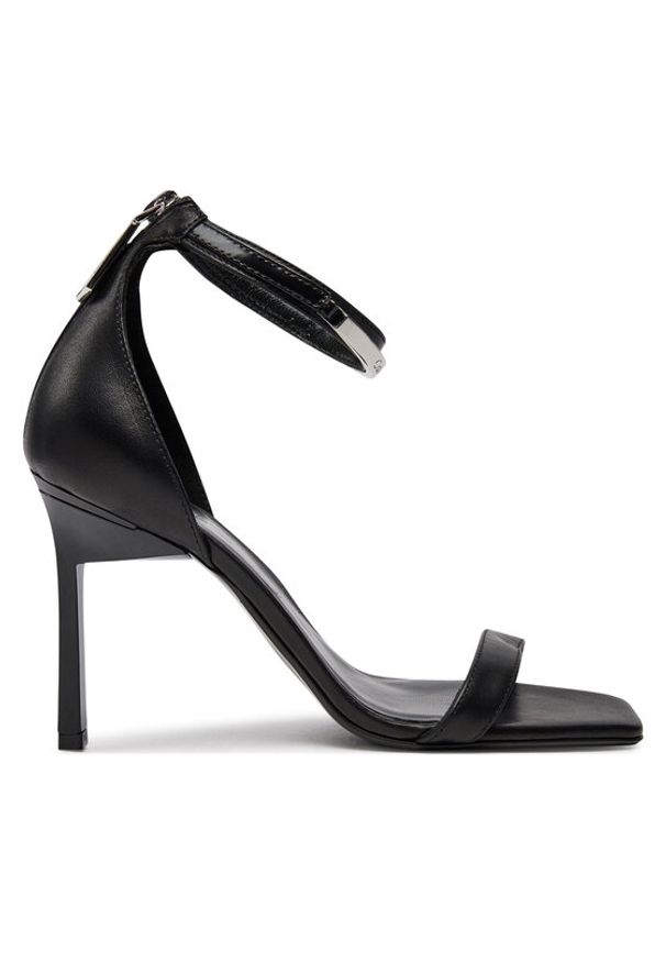 Calvin Klein Sandały Heel Sandal 90 Metal Bar Lth HW0HW01946 Czarny. Kolor: czarny. Materiał: skóra