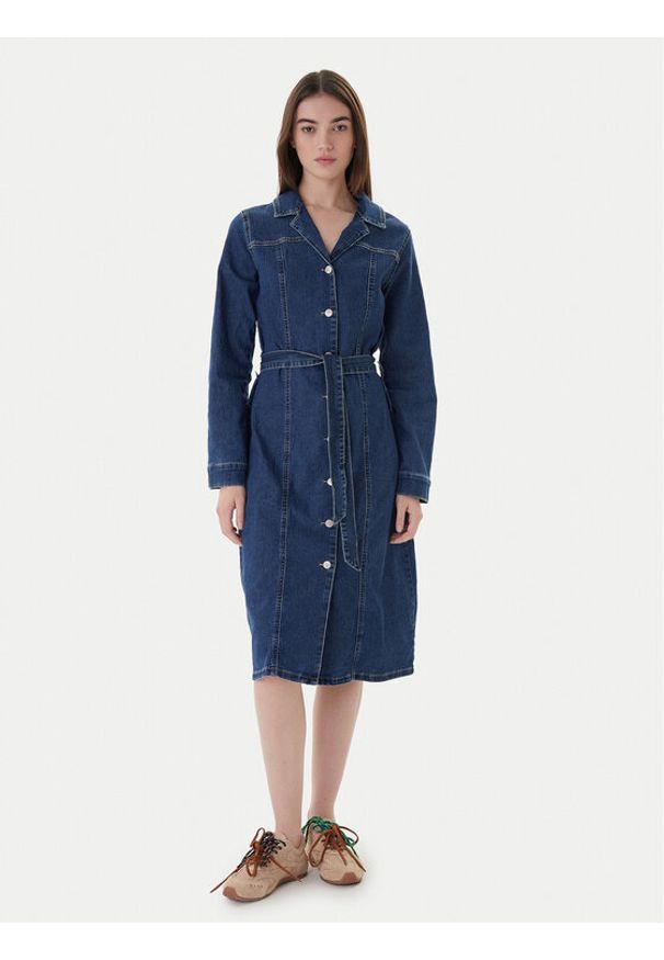 Vero Moda Sukienka jeansowa Telly 10338086 Niebieski Regular Fit. Kolor: niebieski. Materiał: bawełna