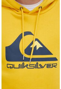 Quiksilver bluza męska kolor żółty z kapturem z nadrukiem. Typ kołnierza: kaptur. Kolor: żółty. Materiał: dzianina. Wzór: nadruk #3