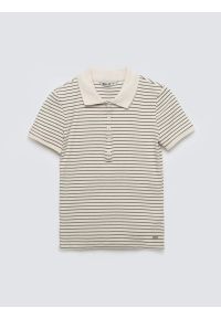 Big-Star - Koszulka damska polo w paski perłowa Rellma 103. Typ kołnierza: polo. Kolor: kremowy. Materiał: prążkowany, dzianina. Wzór: paski. Styl: elegancki, klasyczny #3