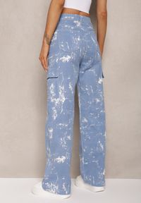 Renee - Niebieskie Jeansy High Waist z Designerskim Wzorem z Szerokimi Nogawkami Joltta. Stan: podwyższony. Kolor: niebieski. Wzór: aplikacja. Styl: klasyczny #4