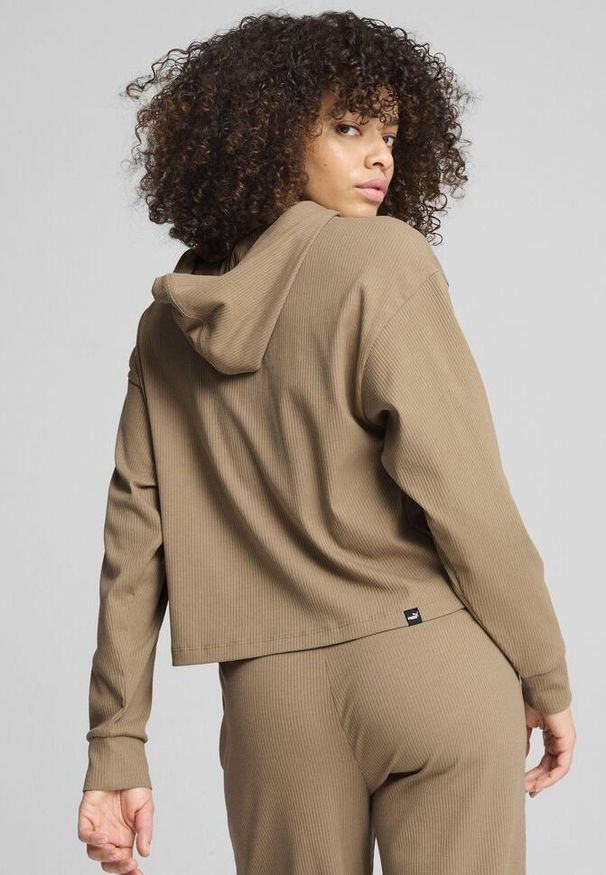 Puma - Damska bluza z kapturem ESS ELEVATED PUMA Oak Branch Beige. Typ kołnierza: kaptur. Kolor: beżowy