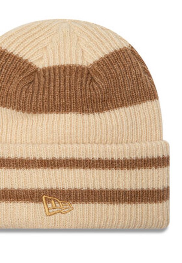 New Era Czapka Stripe Cuff Knit Beanie 60580764 Beżowy. Kolor: beżowy. Materiał: akryl, materiał