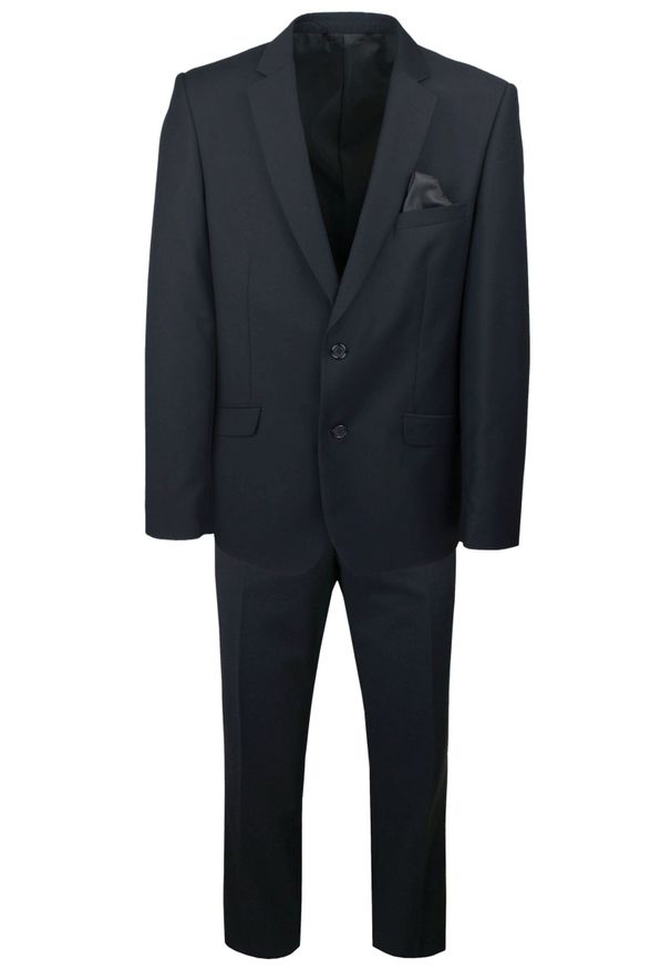 Męski, Taliowany Garnitur (Wesele, Studniówka) - Casino - Czarny. Kolor: czarny. Materiał: poliester, wiskoza. Wzór: gładki