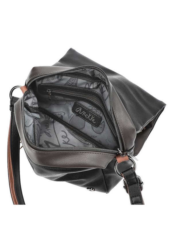 Stylowa Brązowa Torebka Damska Z Klapką Anekke. Kolor: brązowy. Wzór: nadruk. Materiał: skórzane. Styl: elegancki