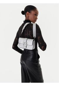 Pinko - PINKO Torebka Love One Mini Slouchy Fl AI 25-26 PLTT 104340 A2JT Srebrny. Kolor: srebrny. Materiał: skórzane #1