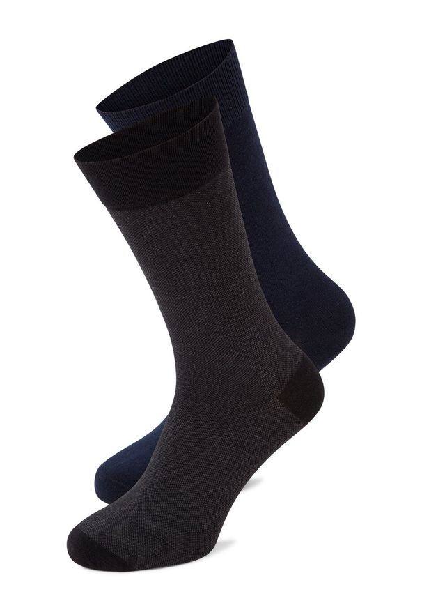 Finshley & Harding Skarpety w 2-paku Mężczyźni niebieski|czarny|szary jednolity, 43-46. Kolor: szary, niebieski, wielokolorowy, czarny. Wzór: jednolity