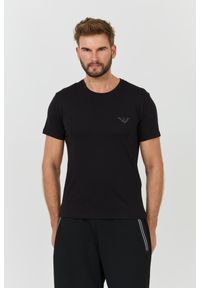 Emporio Armani - EMPORIO ARMANI Czarny męski t-shirt logo brodé, Rozmiar XXL. Kolor: czarny