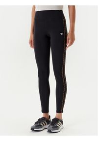 Adidas - adidas Legginsy Leopard 3-Stripes JW7307 Czarny Slim Fit. Kolor: czarny. Materiał: bawełna