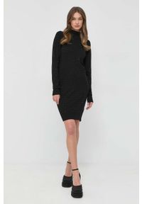 Karl Lagerfeld sukienka kolor czarny mini prosta. Okazja: na co dzień. Kolor: czarny. Długość rękawa: długi rękaw. Typ sukienki: proste. Styl: casual. Długość: mini #5