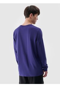 4f - 4F Longsleeve regular gładki męski - granatowy L. Okazja: na co dzień. Kolor: niebieski. Materiał: dzianina, bawełna, jersey. Długość rękawa: długi rękaw. Długość: długie. Wzór: gładki. Styl: klasyczny, sportowy, casual