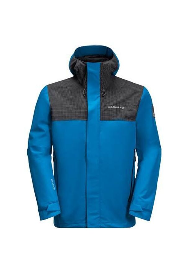 Kurtka w góry męska Jack Wolfskin 11149411361. Typ kołnierza: kaptur. Kolor: niebieski. Materiał: syntetyk. Sport: wspinaczka