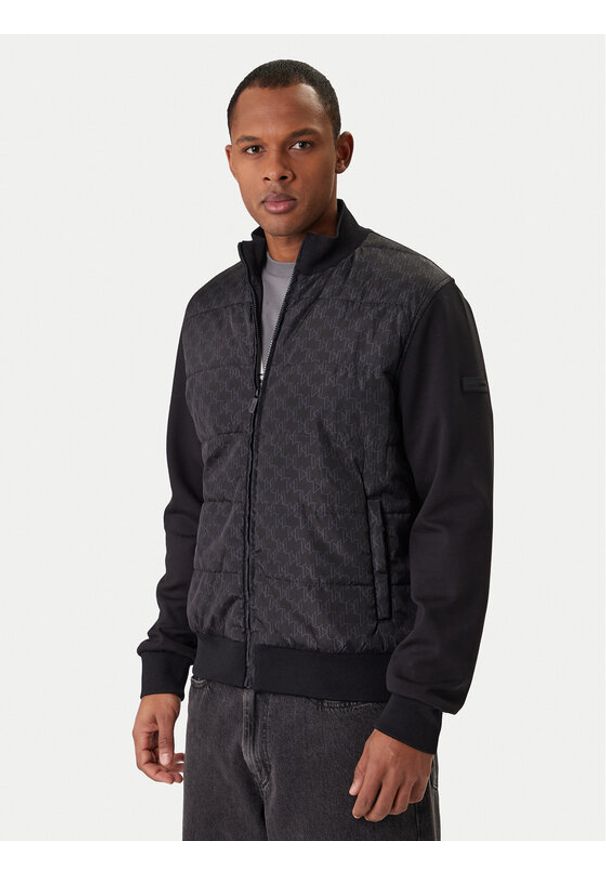 Karl Lagerfeld - KARL LAGERFELD Kurtka bomber 505061 561527 Czarny Regular Fit. Typ kołnierza: dekolt w karo. Kolor: czarny. Materiał: syntetyk