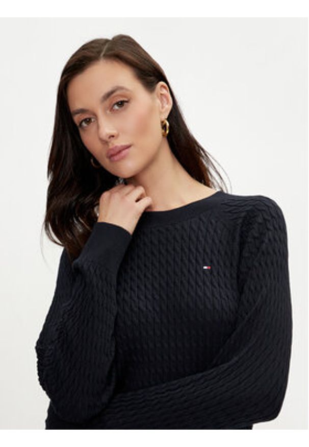 TOMMY HILFIGER - Tommy Hilfiger Sweter WW0WW41142 Granatowy Regular Fit. Kolor: niebieski. Materiał: bawełna