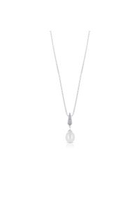 W.KRUK - Wisiorek srebrny z perłą wytworny. Materiał: srebrne. Kolor: srebrny. Wzór: aplikacja, ze splotem. Kamień szlachetny: perła
