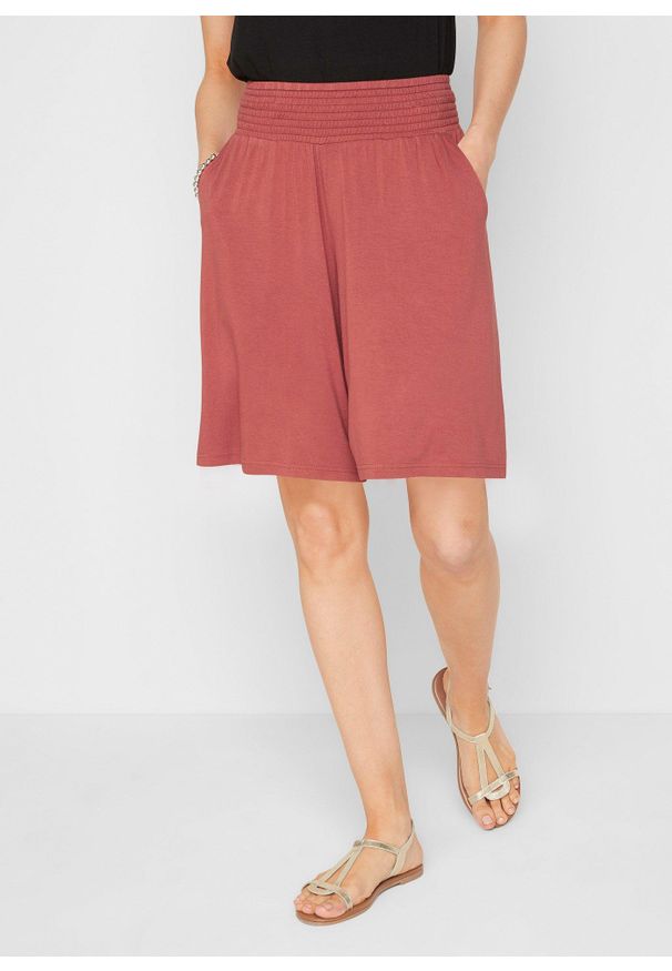 bonprix - Bermudy z dżerseju z mieszanki wiskozy. Kolor: czerwony. Materiał: jersey, wiskoza