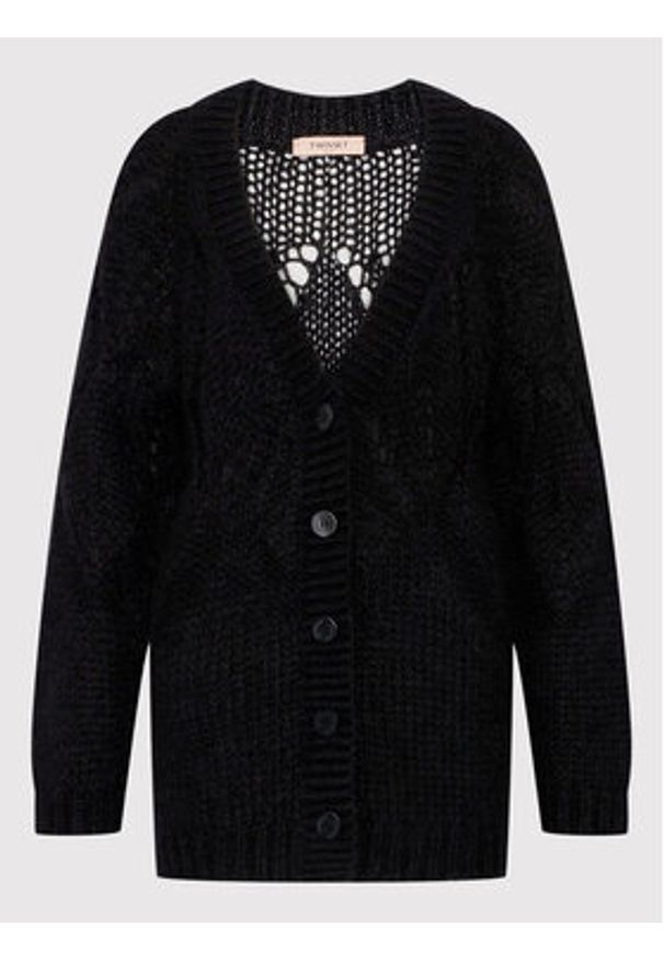 TwinSet - TWINSET Kardigan 222TP3233 Czarny Regular Fit. Kolor: czarny. Materiał: syntetyk