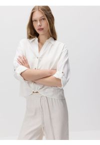 Reserved - Koszula z lnem - biały. Kolor: biały. Materiał: len #1