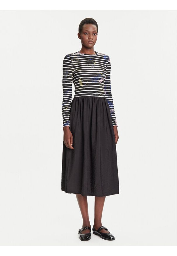 Desigual Sukienka codzienna Raya Hibrida 25WWVW15 Czarny Regular Fit. Okazja: na co dzień. Kolor: czarny. Materiał: syntetyk. Typ sukienki: proste. Styl: casual