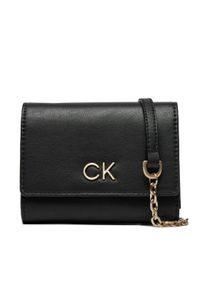 Calvin Klein Duży Portfel Damski Re-Lock Trifold Md W/Chain K60K611458 Czarny. Kolor: czarny. Materiał: skóra #1