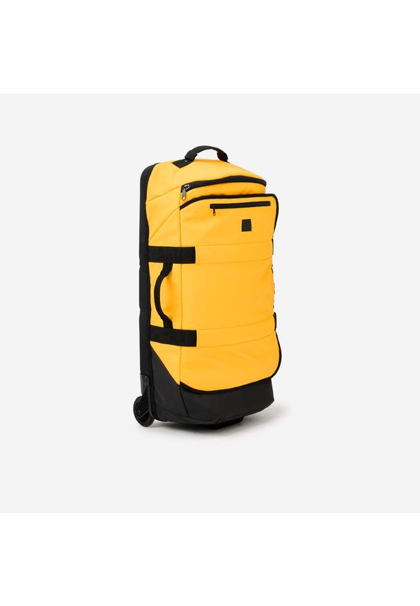 Decathlon - Torba podróżna składana Space Saver 85 l. Kolor: żółty, wielokolorowy, pomarańczowy, czarny. Styl: sportowy