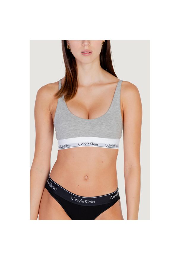 Calvin Klein - Biustonosz Kobieta CALVIN KLEIN LIGHTLY LINED BRALETTE. Kolor: szary. Materiał: bawełna