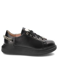 DAMISS - Czarne Sneakersy Damiss Wygodne Skórzane Buty. Okazja: na co dzień. Kolor: czarny. Materiał: skóra. Szerokość cholewki: normalna #5