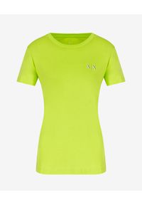 Armani Exchange - ARMANI EXCHANGE - Neonowy T-shirt z bawełny. Okazja: na co dzień. Kolor: zielony. Materiał: bawełna. Wzór: napisy. Styl: casual #5