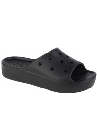 Klapki Crocs Classic Platform Slide W 208180-001 czarne. Okazja: na co dzień. Kolor: czarny. Materiał: guma, materiał. Obcas: na platformie. Styl: casual