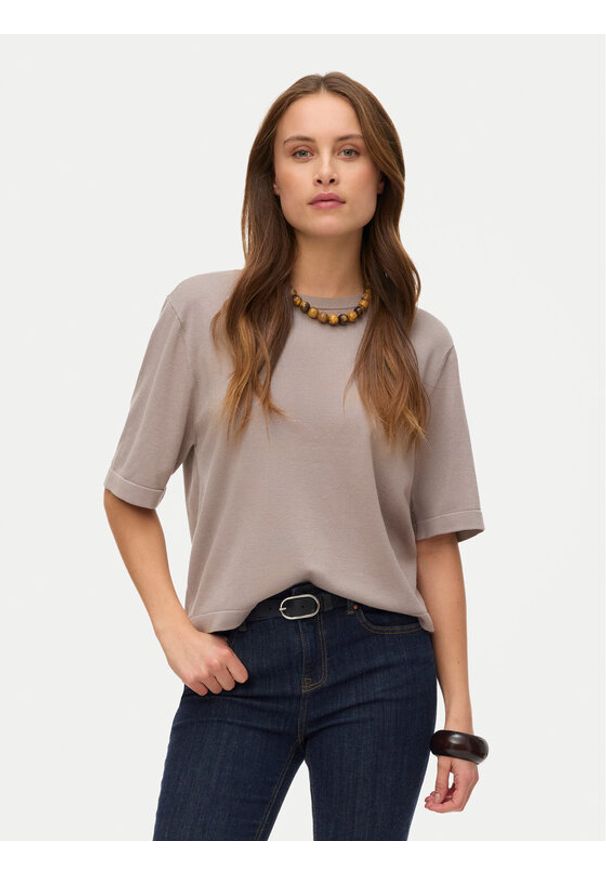 Vero Moda Sweter Silje 10320460 Szary Oversize. Kolor: szary. Materiał: wiskoza