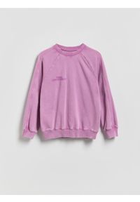 Reserved - Bluza oversize z efektem sprania - fuksja. Kolor: różowy. Materiał: dzianina, bawełna #1