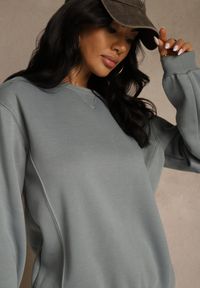 Renee - Szara Bluza z Bawełną i Przeszyciami przy Dekolcie Fezanna. Okazja: na co dzień. Kolor: szary. Materiał: bawełna. Styl: casual, sportowy #5