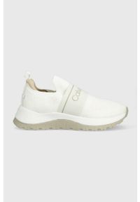 Calvin Klein sneakersy KNIT RUNNER SLIP ON kolor biały HW0HW01443. Zapięcie: bez zapięcia. Kolor: biały. Materiał: włókno, materiał #1