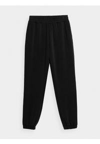 4f - Spodnie dresowe joggery z dodatkiem modalu damskie. Kolor: czarny. Materiał: dresówka. Wzór: gładki #2