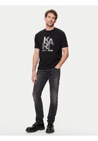 Karl Lagerfeld - KARL LAGERFELD T-Shirt 755037 542221 Czarny Regular Fit. Typ kołnierza: dekolt w karo. Kolor: czarny. Materiał: bawełna #5