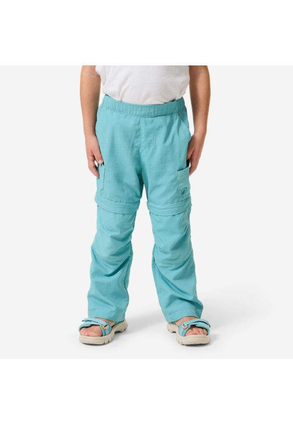 quechua - Spodnie turystyczne dla dzieci Quechua MH500 2w1. Kolor: niebieski. Materiał: poliester, poliamid, materiał. Sport: turystyka piesza