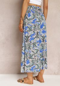 Renee - Niebieskie Szerokie Spodnie z Wiskozy o Długości 7/8 Corsini. Stan: podwyższony. Kolor: niebieski. Materiał: wiskoza. Wzór: aplikacja, nadruk. Styl: elegancki #3