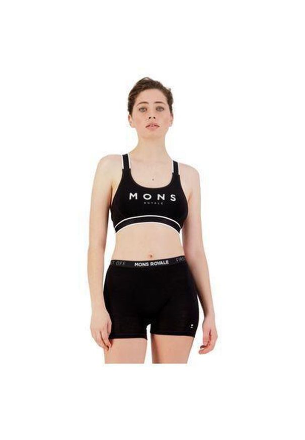 MONS ROYALE - Biustonosz sportowy Mons Royale Stella X-Back Bra. Kolor: czarny. Sport: fitness