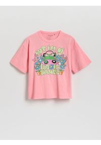 Reserved - T-shirt z efektem sprania - różowy. Kolor: różowy. Materiał: bawełna #1