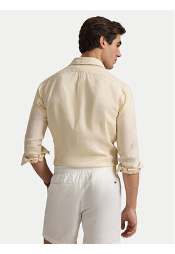 Polo Ralph Lauren Koszula 710968915005 Beżowy Slim Fit. Typ kołnierza: polo. Kolor: beżowy. Materiał: len