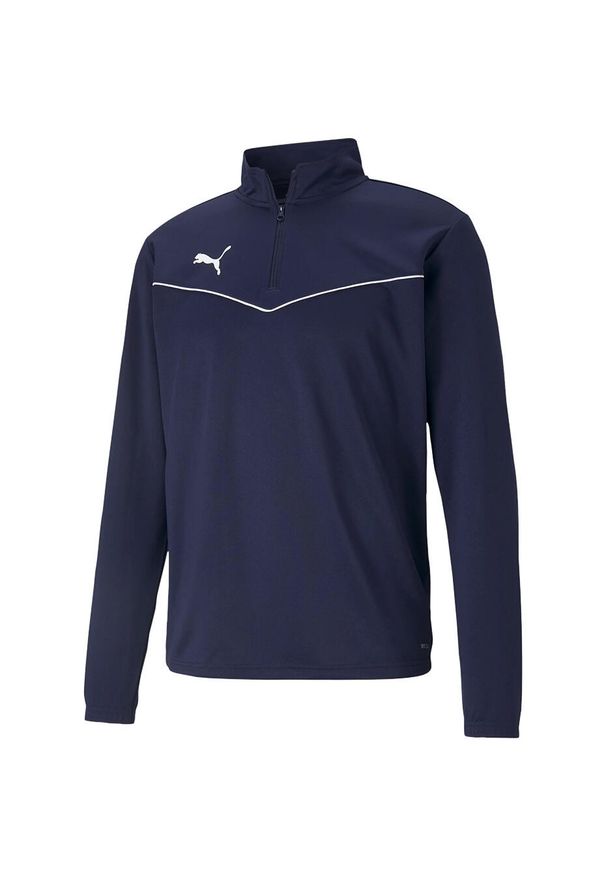 Bluza piłkarska męska Puma teamRISE 1 4 Zip Top. Kolor: niebieski. Materiał: poliester. Sport: piłka nożna