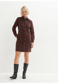 bonprix - Sukienka sztruksowa ze stretchem. Kolor: brązowy. Materiał: sztruks #2