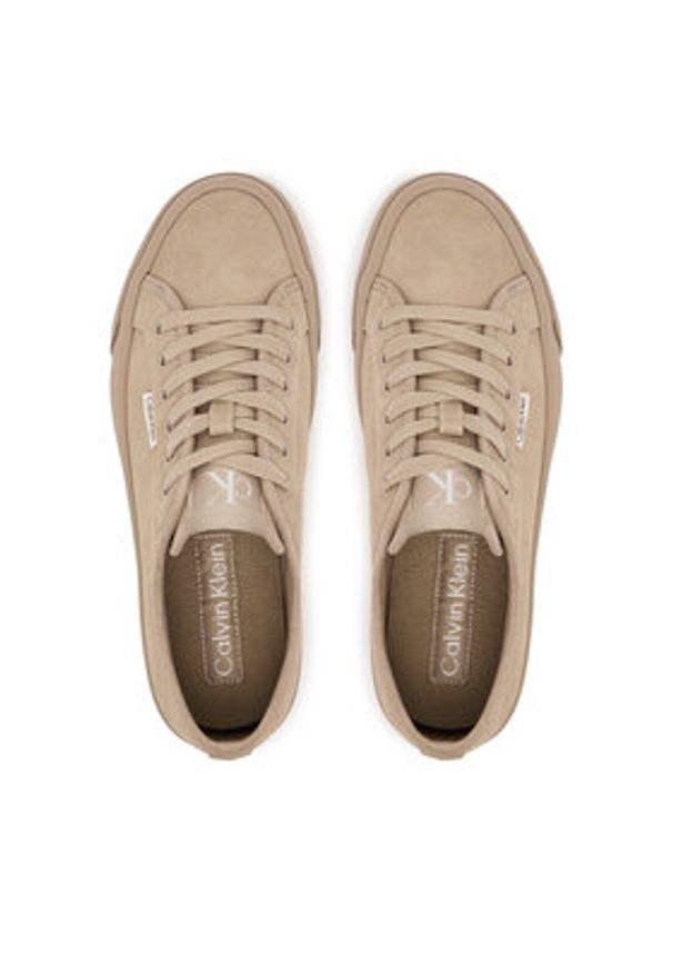 Calvin Klein Sneakersy Vulc Flatf Lace Up Sue/Wl Ck YW0YW02000 Beżowy. Kolor: beżowy. Materiał: zamsz, skóra