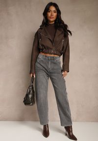Renee - Szare Jeansy Mom Fit High Waist Ralineva. Stan: podwyższony. Kolor: szary. Styl: elegancki #3