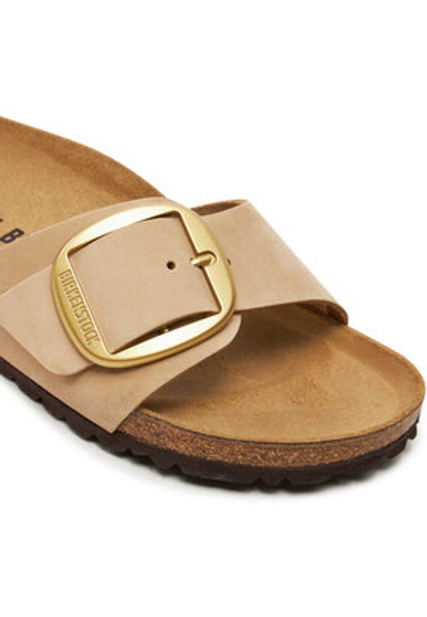 Birkenstock Klapki Madrid Big Buckle 1024009 Beżowy. Kolor: beżowy. Materiał: nubuk, skóra
