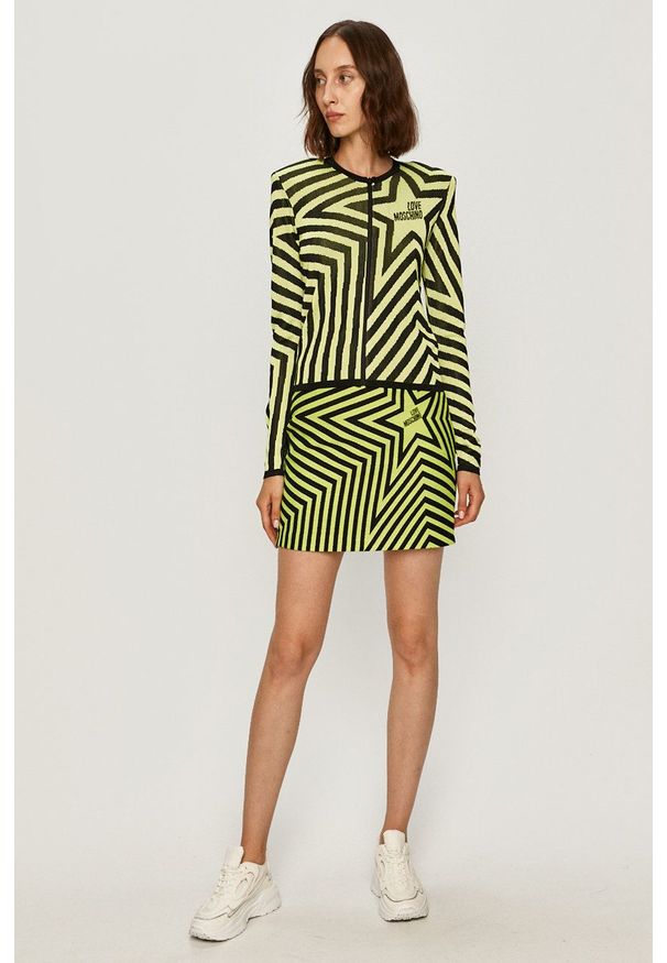 Love Moschino - Kardigan. Kolor: zielony. Materiał: materiał