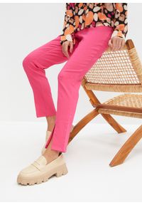 bonprix - Spodnie z bengaliny ze stretchem. Kolor: różowy. Styl: elegancki