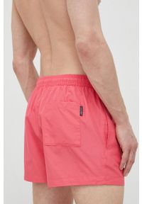 Calvin Klein szorty kąpielowe kolor różowy. Kolor: różowy. Materiał: tkanina, poliester, materiał. Wzór: nadruk #4